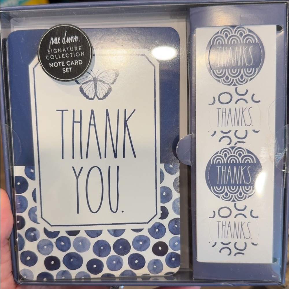 Rae Dunn Blue and White Thank You Note Card Set